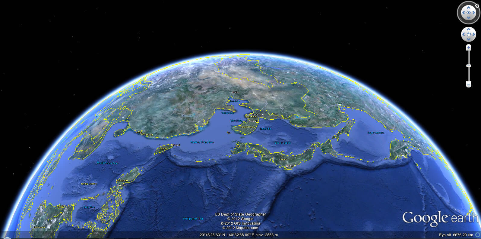 earth east asia map